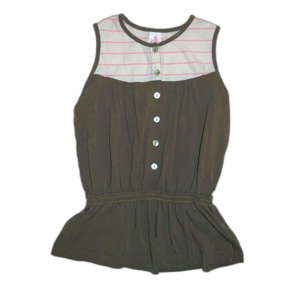 Matilda Jane girls Serendipity Neapolitan brown olive pink tank top shirt 10 8